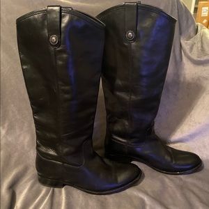 Frye Melissa Button Tall Pull-On Extended Calf Black Boots Size 8.5 3477167